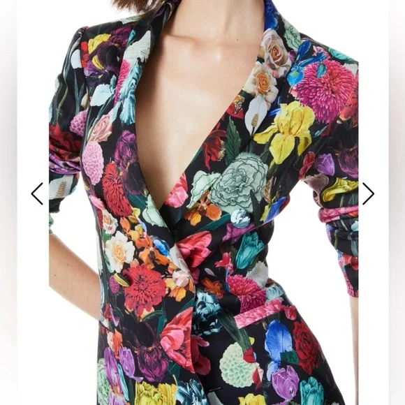 Alice & Olivia NWT Floral Multicolor Blazer Dress sz 2 women’s retail $550 - Picture 3 of 7